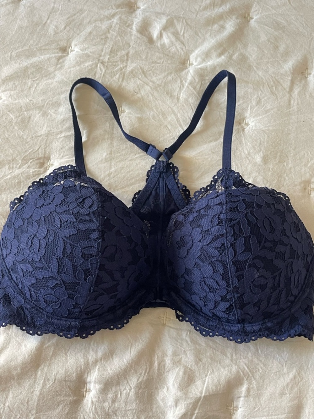 PINK Victoria's Secret Navy Lace Push-Up Bra